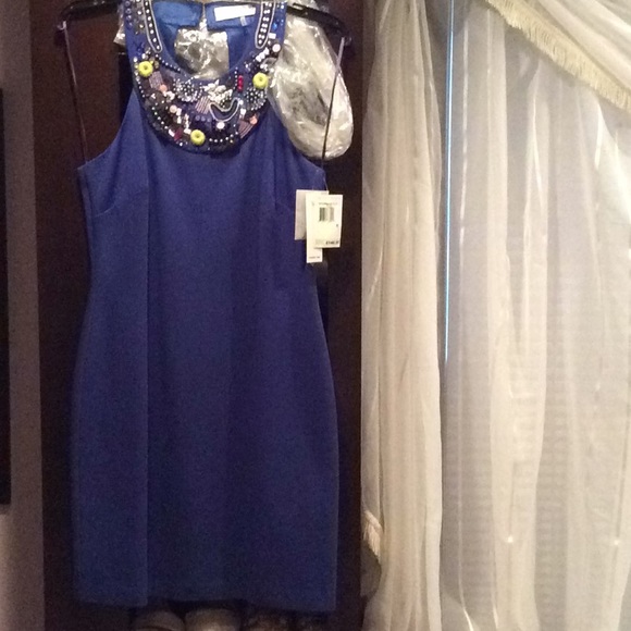 Trina Turk royal blue stretch dress, bling, sequin, 8, nwt - Picture 5 of 7